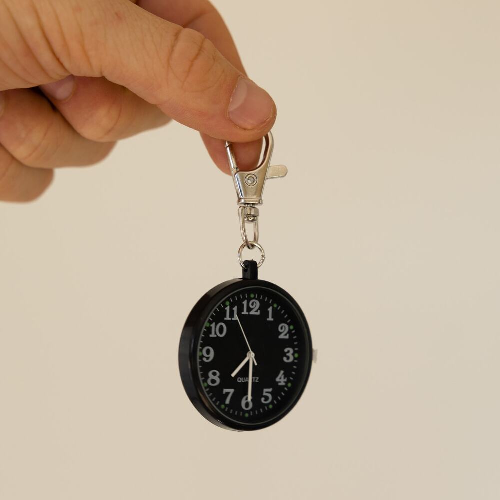 Y2K Black Digital Pocket Watch Keychain Unisex Modern Accessory New - Picture 6 of 7
